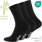 Bamboe Sokken Set - 3 paar - Zwart - maat 39-42 - Naadloze teen, zonder knellende boord