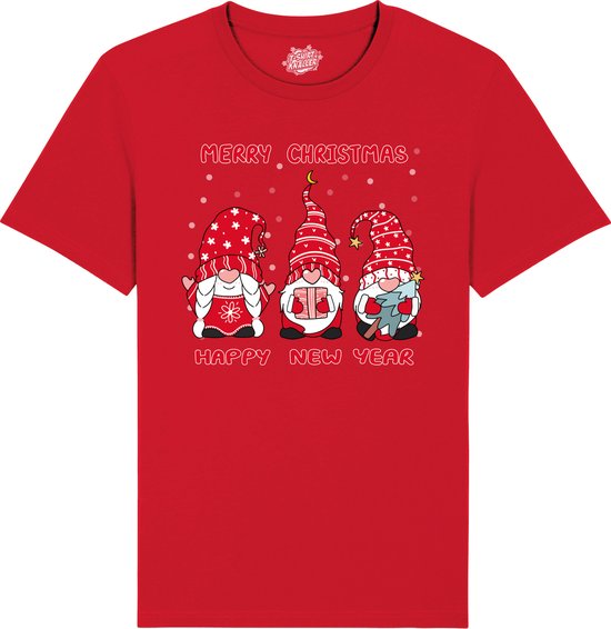Christmas Gnomies Rood - Foute kersttrui kerstcadeau - Dames / Heren / Unisex Kerst Kleding - Grappige Feestdagen Outfit - - Kinder T-Shirt - Rood - Maat 12 jaar