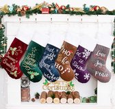 - Chaussettes de Noël - 6 x bas de Noël brodés, grands bas de Noël en flanelle, pour décoration de Noël, à suspendre, pour décoration, cheminée, sapin