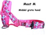 Gentle leader - Neon roze - Gevoerd - Maat M - Bloemetjes - Antitrek hoofdhalster hond - Hoofdhalster hond - Antitrek hond - Trainingshalsband