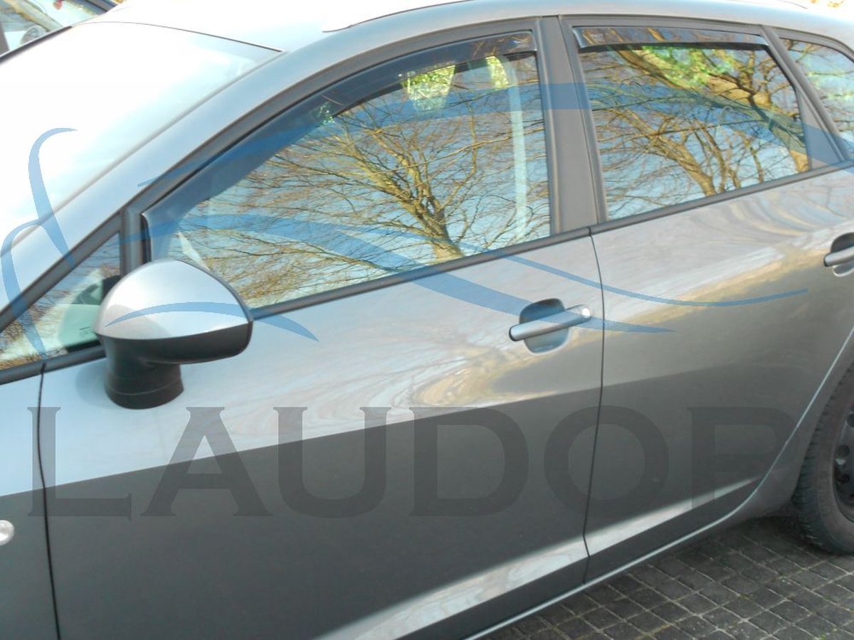 Zijwindschermen donker getint tbv Seat Ibiza (type 6J) - 5-deurs HATCHBACK (past niet op de Stationwagon) bouwjaar VANAF 2008 - 2017 set a 4 stuks tbv V + A ramen