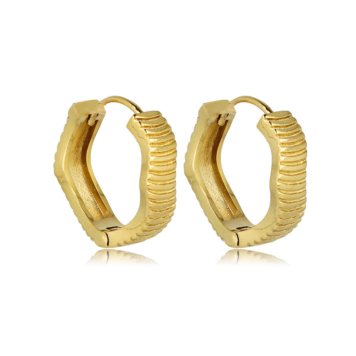 My Bendel - Stralende Goudkleurige Oorringen met Elegante Ribbels 20x5 Mm - met Luxe Cadeauverpakking | Sieraden Voor Dames