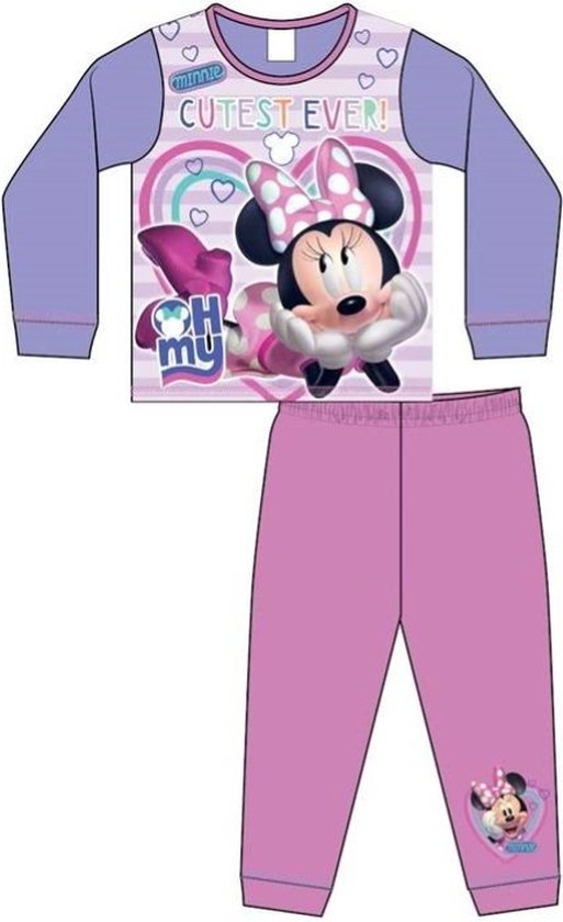 Minnie Mouse pyjama - roze met paars - Minnie Mouse Disney pyama - maat 86/92