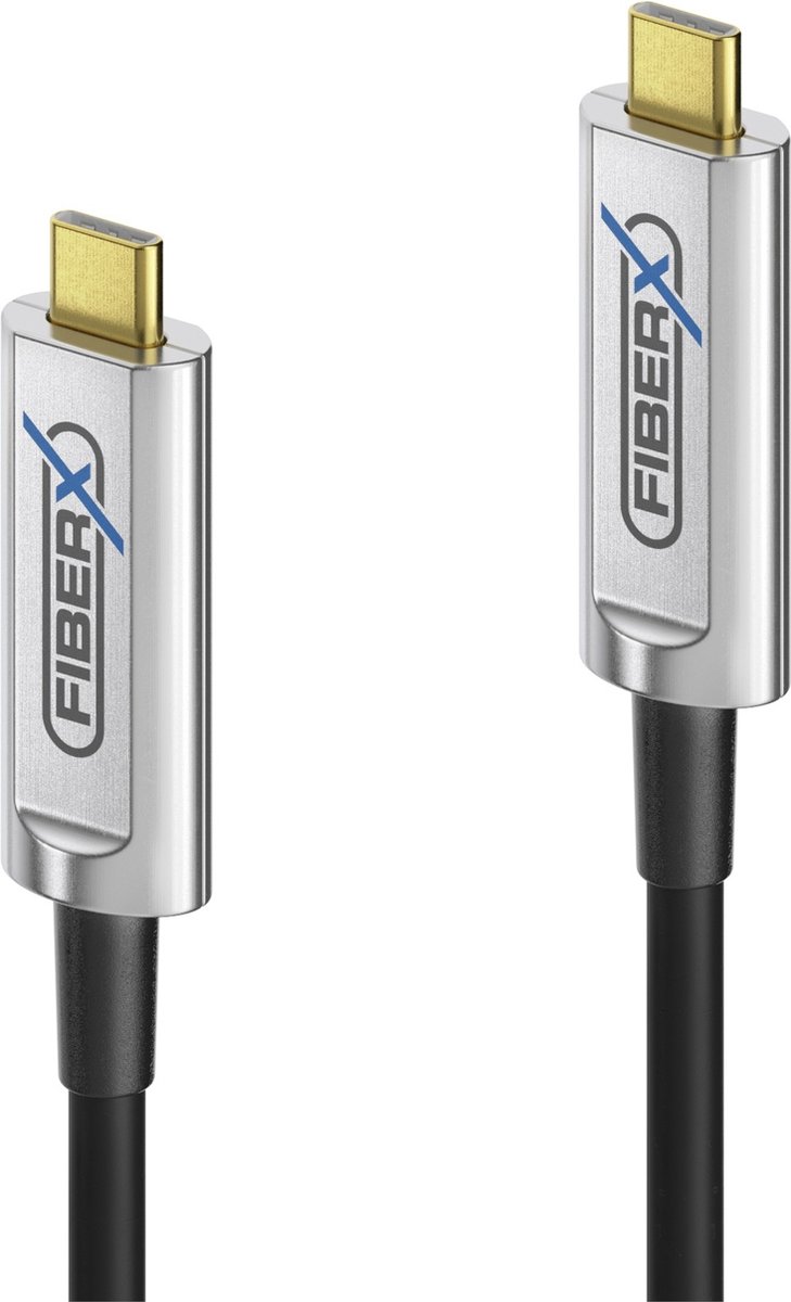 FiberX FX-I600-010 USB-kabel USB 3.2 Gen 1 (3.1 Gen 1) 10 m USB C Zwart, Zilver
