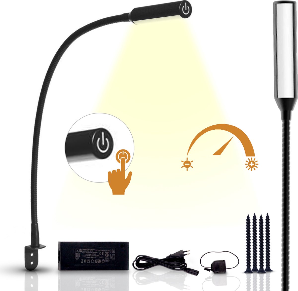 Mr Greenlife Bedlamp Bed Leeslampjes met Dimfunctie Bedlampjes Hoofdbord Bedlampen Set van 2 Mat Zwart