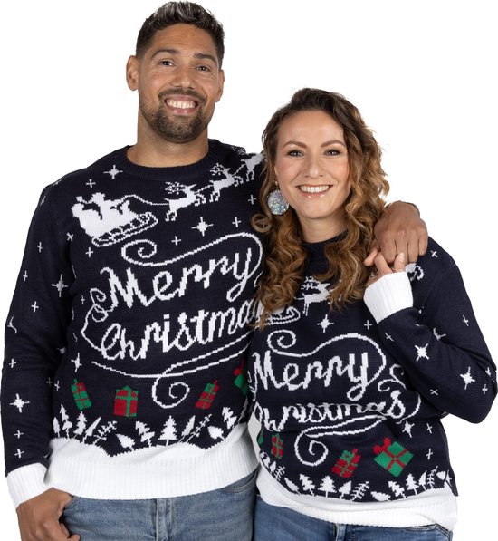Foute Kersttrui Dames & Heren - Christmas Sweater "Stijlvol Merry Christmas" - Mannen & Vrouwen Maat XS - Kerstcadeau