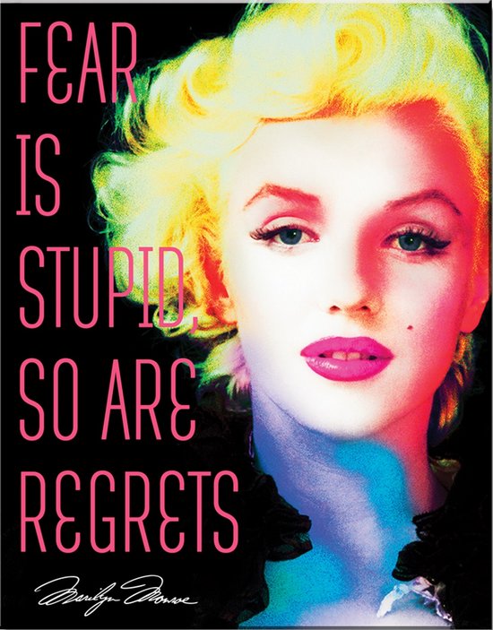 Marilyn Monroe Fear. Metalen wandbord 40,5 x 31,5 cm.