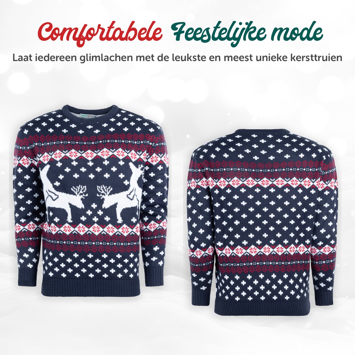 Foute Kersttrui Heren - Christmas Sweater "Rendieren doen een Spelletje" - Mannen Maat XXL — afbeelding 2