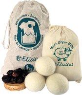 Elicious® - Wasnoten en Drogerballen Set- Ecologische Drogerballen- Wasset met waszakje - 750 gram - Zeepnoten - Natuurlijk Wassen - Natuurlijk Kledingwasmiddel - Natuurlijk Vaatwasmiddel - Plasticvrij - Duurzaam - Energiebesparend - Wasdrogerballen