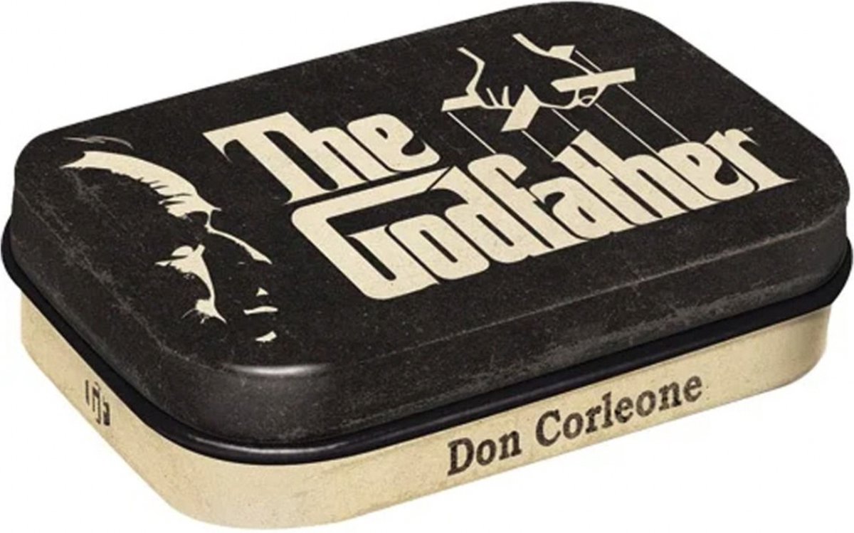 Pepermunt Blik The Godfather - Logo mint box 4 x 6 cm
