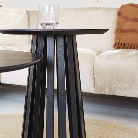 en.casa] Bijzettafel set van 2 Laxå zwart - Tafels