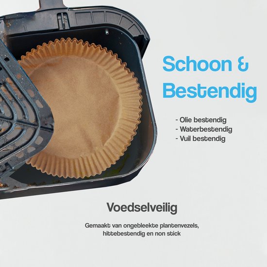 DIVERZA Airfryer Papier sulfurisé 50 pièces - 20 cm - Friteuse à air chaud Récipients jetables - Convient aux Airfryer XL et XXL - Papier jetable 50 pièces - Papier sulfurisé rond - Accessoires Airfryer