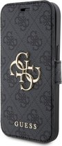 Guess 4G Metal Logo Book Case - Geschikt voor Apple iPhone 15 Plus (6.7") - Grijs