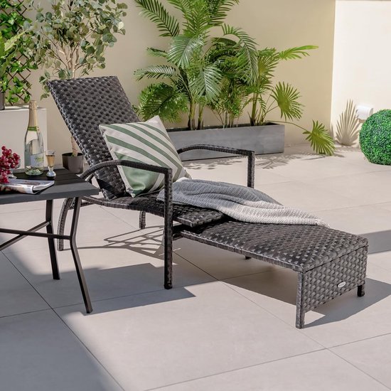 AKTIVE Inklapbare zonneligstoel voor de tuin, 5 standen, afmetingen 147 x 48 x 70 cm, tegen kantelen, marineblauw en wit, maximaal gewicht 100 kg, graden