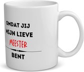 Akyol - omdat jij mijn lieve meester bent koffiemok - theemok - Meester - de liefste meester - verjaardag - cadeautje voor meester - kado - geschenk - 350 ML inhoud