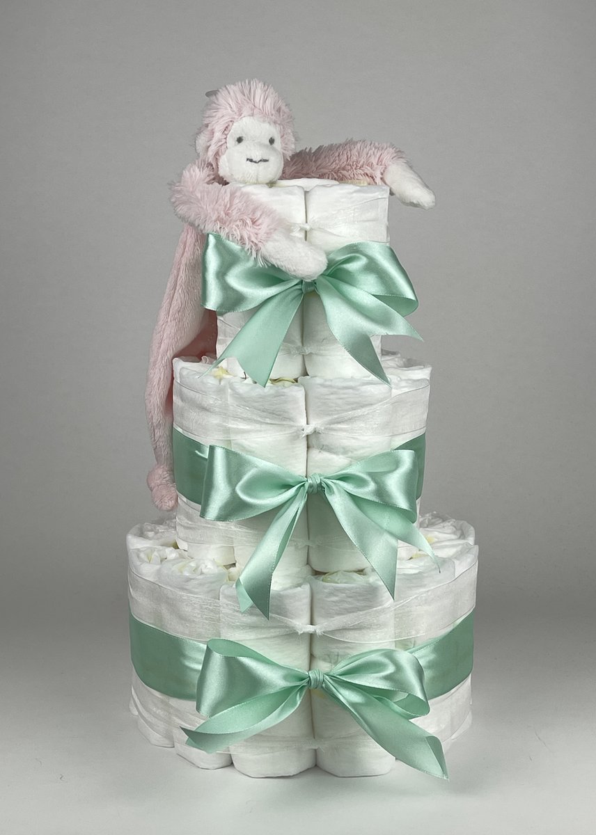 Goedkoopste Chouette-Chouette | Luiertaart Meisje | Kraamcadeau | Geboorte Meisje | Babyshower | Tuttle Aap Mickey Pink - Groen