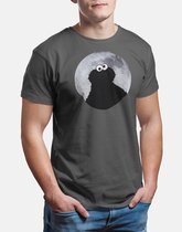 Sesame Street - Cookie Monster Moonnight Heren T-shirt - XXL - Grijs