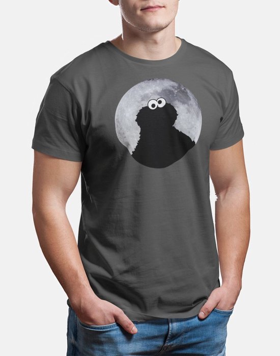 Sesame Street - Cookie Monster Moonnight Heren Tshirt - Grijs