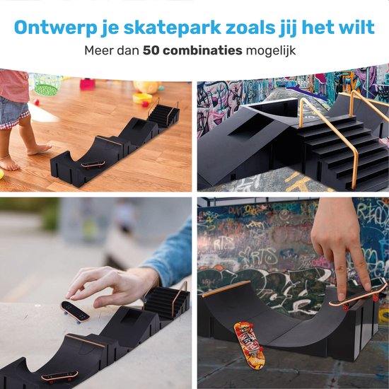Jespro Fingerboard skatepark Set 6 Ramps Incl 3 skateboards Vinger bol