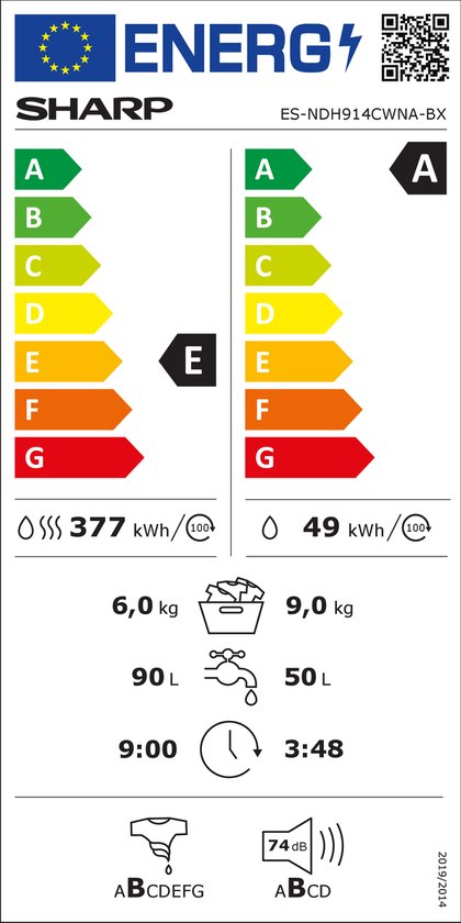 Sharp-ESNDH914CWNABX-was-droogcombinatie-9kg