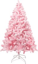Uten Luxe uitvoering Kunstkerstboom met sneeuw - 210cm hoog - Zonder verlichting - 1200Takken - Wit/Roze