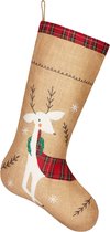 BRUBAKER Chaussette de Noël à remplir et à suspendre - Grande chaussette de Noël en jute de 52 cm - Décoration de Noël - Chaussettes de Noël pour Noël - Chaussette de Noël - Décoration de Noël - Renne festif