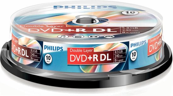 Foto: Philips philips dvd r double layer in cakebox 10 stuks 8 5gb