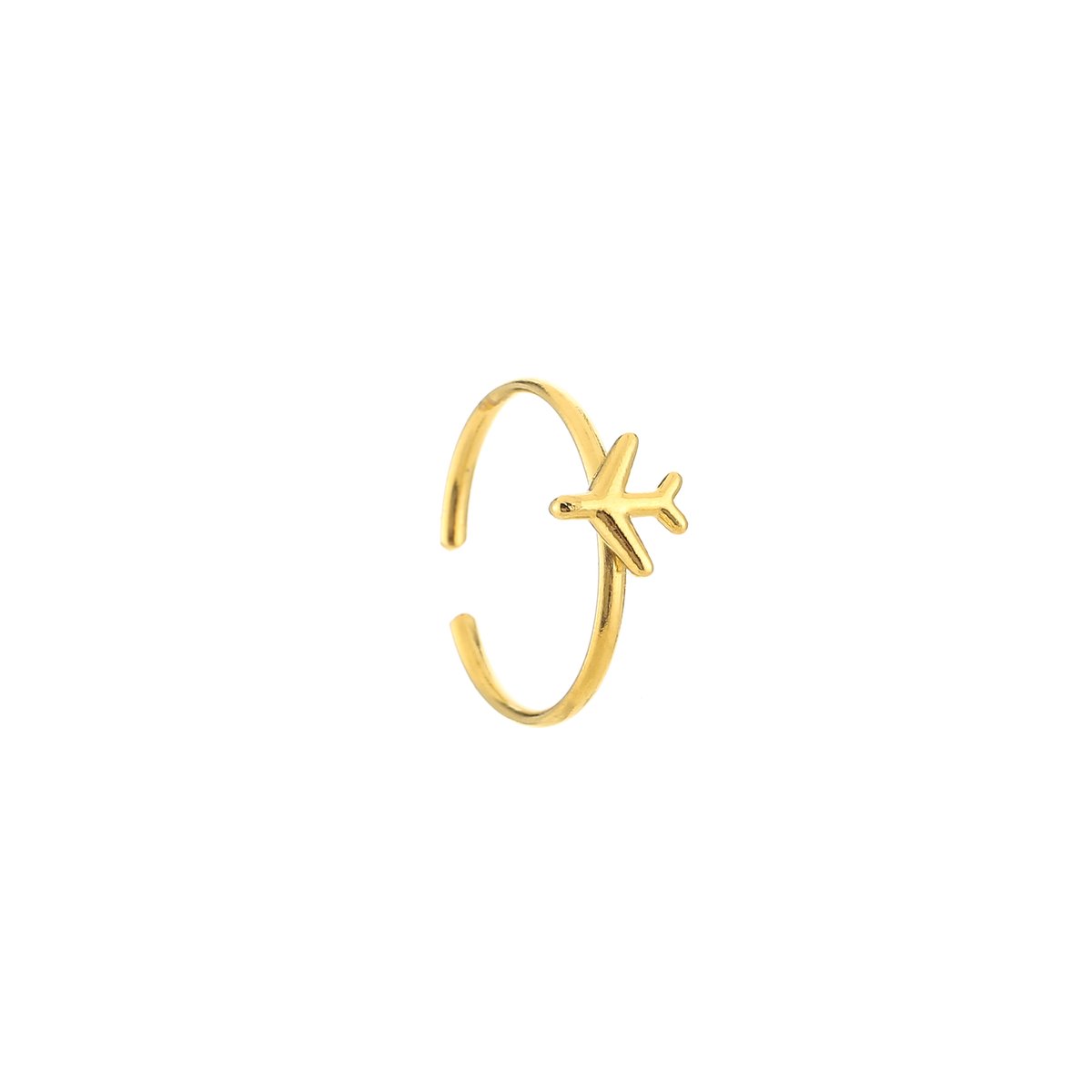 Michelle Bijou, ring, vliegtuig, goud, stainless steel, one size