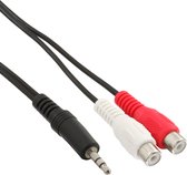 Adapter kabel 3,5mm mini Jack mannelijk - Tulp stereo 2RCA vrouwelijk - 1 meter