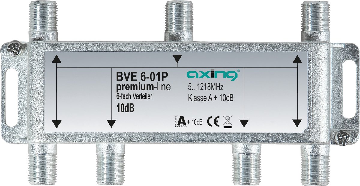 BVE00601P1 - Cable splitter - 5 - 1218 MHz - Stainless steel - Female/Female - F - 142 mm