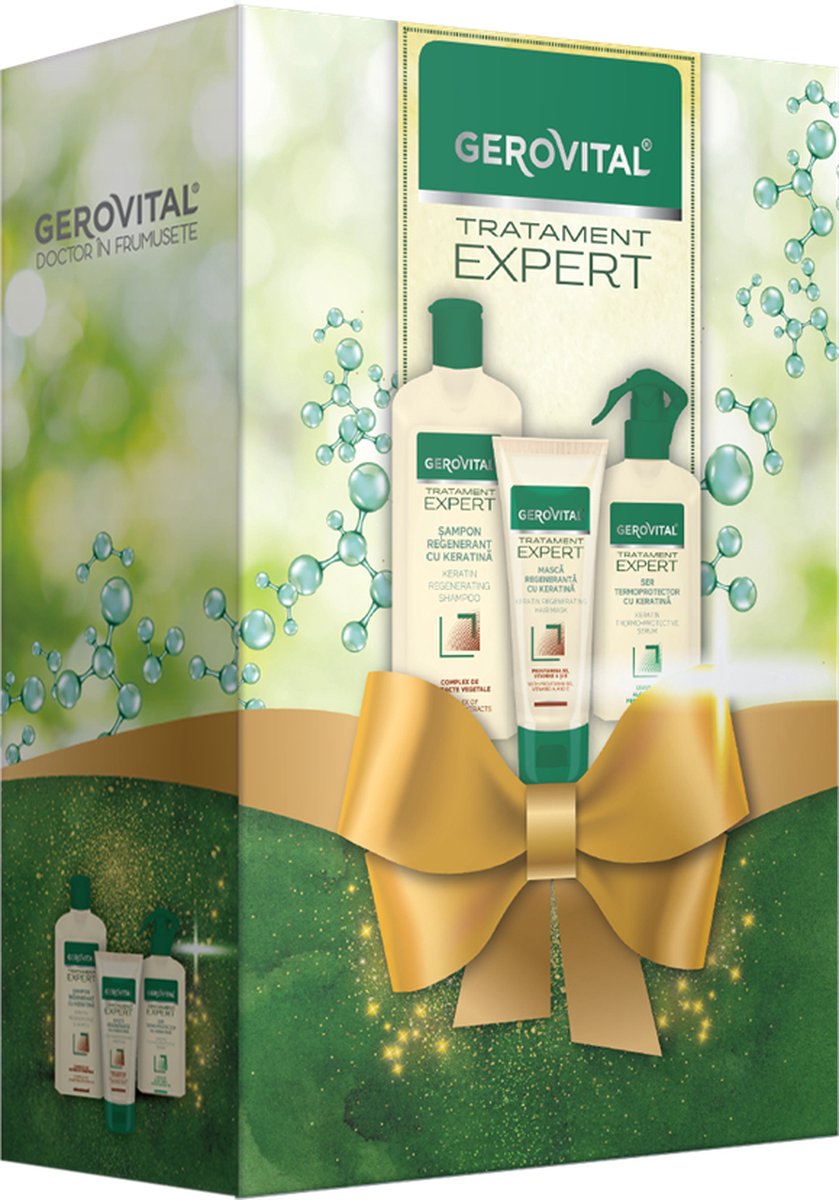 Gerovital GIFTSET Haarverzorging KERATINE Geschenkset - Keratine regenererende shampoo 250ml & keratine regenererend masker 150ml & haarserum thermobeschermend met keratine 150ml