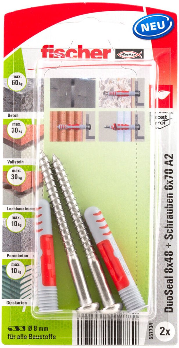 Fischer 2x DuoSeal 8x48 S A2 - 557734