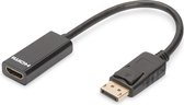 Digitus DB-340400-001-S DisplayPort / HDMI Adapter [1x DisplayPort stekker - 1x HDMI-bus] Zwart Rond, Afgeschermd (dubb