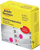 Avery-Zweckform 3850 Etiketten Voor Markeringspunten Diameter 10 Mm Magenta 800 Stuks Permanent Papier