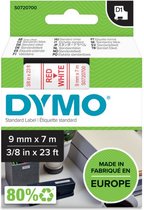 DYMO originele D1 labels | Rode Tekst op Wit Label | 9 mm x 7 m | zelfklevende etiketten voor de LabelManager labelprinter | gemaakt in Europa