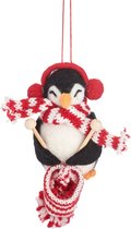 Breiende pinguïn vilt kersthanger - Sass & Belle