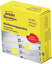 Avery marking dots, diameter 19 mm, rol met 250 stuks, geel