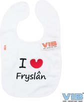 VIB® - Slabbetje Luxe velours - I LOVE Fryslân (wit) - Babykleertjes - Baby cadeau