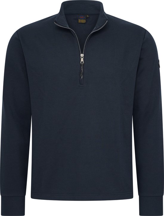 Mario Russo Pique Longsleeve Shirt - Trui Heren - Sweater Heren - Coltrui Heren - 3XL - Navy
