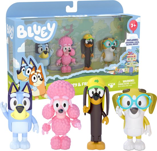 Bluey & Friends: Bluey, Coco, Snickers & Honey Figurines - Bluey