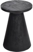 Bijzettafel - zwarte tafel met voelbare houtstructuur - rond tafel - hout - by Mooss - diameter 37cm