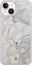 Casimoda® hoesje - Geschikt voor iPhone 14 - Marmer Grijs - 2-in-1 case - Schokbestendig - Marble design - Verhoogde randen - Grijs, Transparant