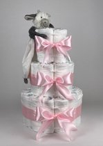 Chouette-Chouette | Luiertaart Meisje | Kraamcadeau | Geboorte Meisje | Babyshower | Tuttle Koe Casper Roze