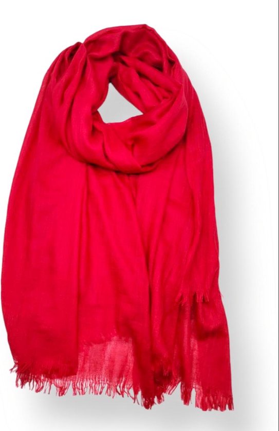 Lange dames sjaal Veerle effen motief rood