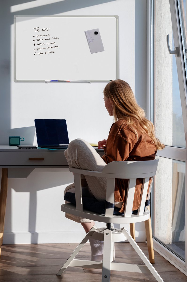 DESQ® Whiteboard - Magnetisch - Aluminium Frame - Gelakt Stalen Schrijfoppervlak - 60 x 90 cm thumbnail 6