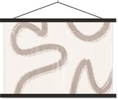 Posterhanger incl. Poster 120x80 cm - Schoolplaat - Moderne kunst - Beige - Abstract - Textielposter - Zwarte latten