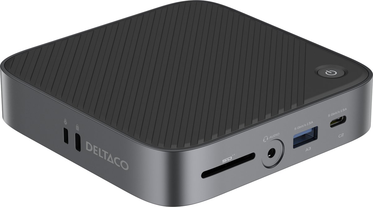 Deltaco USB-C Docking Station - 2 x HDMI, 3x USB, SD kaartlezer - Zwart