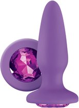 Bouchon violet 'Glams' avec grande gemme violette à la base. Silicone.