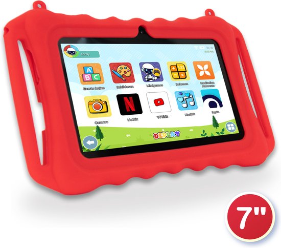 Deplay kids tablet - ouder control app - 3000 mah batterij - incl. Touchscreen pen & beschermhoes – rood