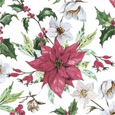 Daisy kerst thema servetten - 60x st - 33 x 33 cm - kerststerren print